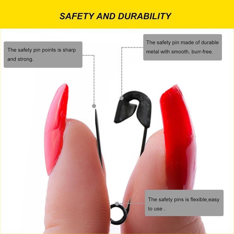 keepsweat Black Safety Pins,Small Safety Pins for Clothes,19mm/0.75 Inch Metal Mini Saftey Pin Bulk for Art Crafting Sewing Jewelry Making (120Pcs/Box) - Image 3